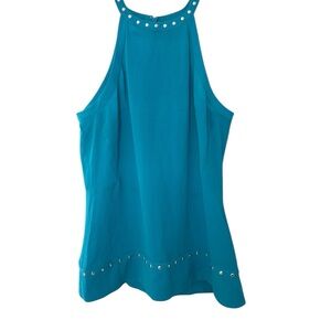 Michael Kors Teal Studded Halter Tank
